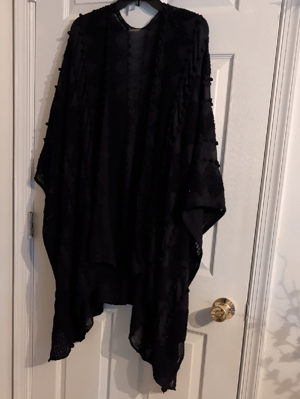 Black Sheer Textured Kimono Sweater
